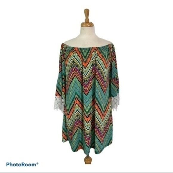 WINWIN Lace Trim Off Shoulder 1/2 Sleeve Top - Picture 2 of 9